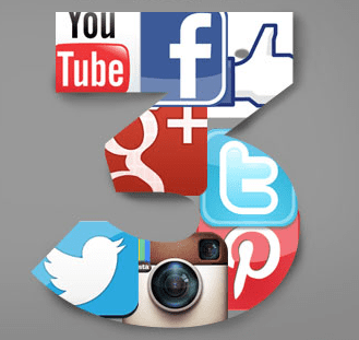 Image of a 3 covered in social media icons