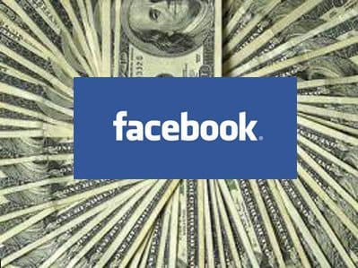Facebook logo surrounded by $100 bills