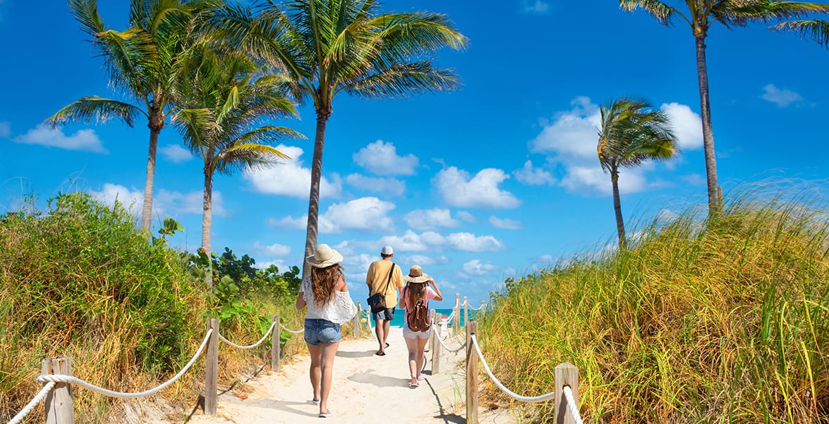 Family walking on the beach