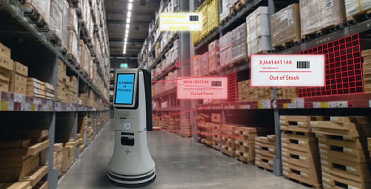 Inventory robot in warehouse