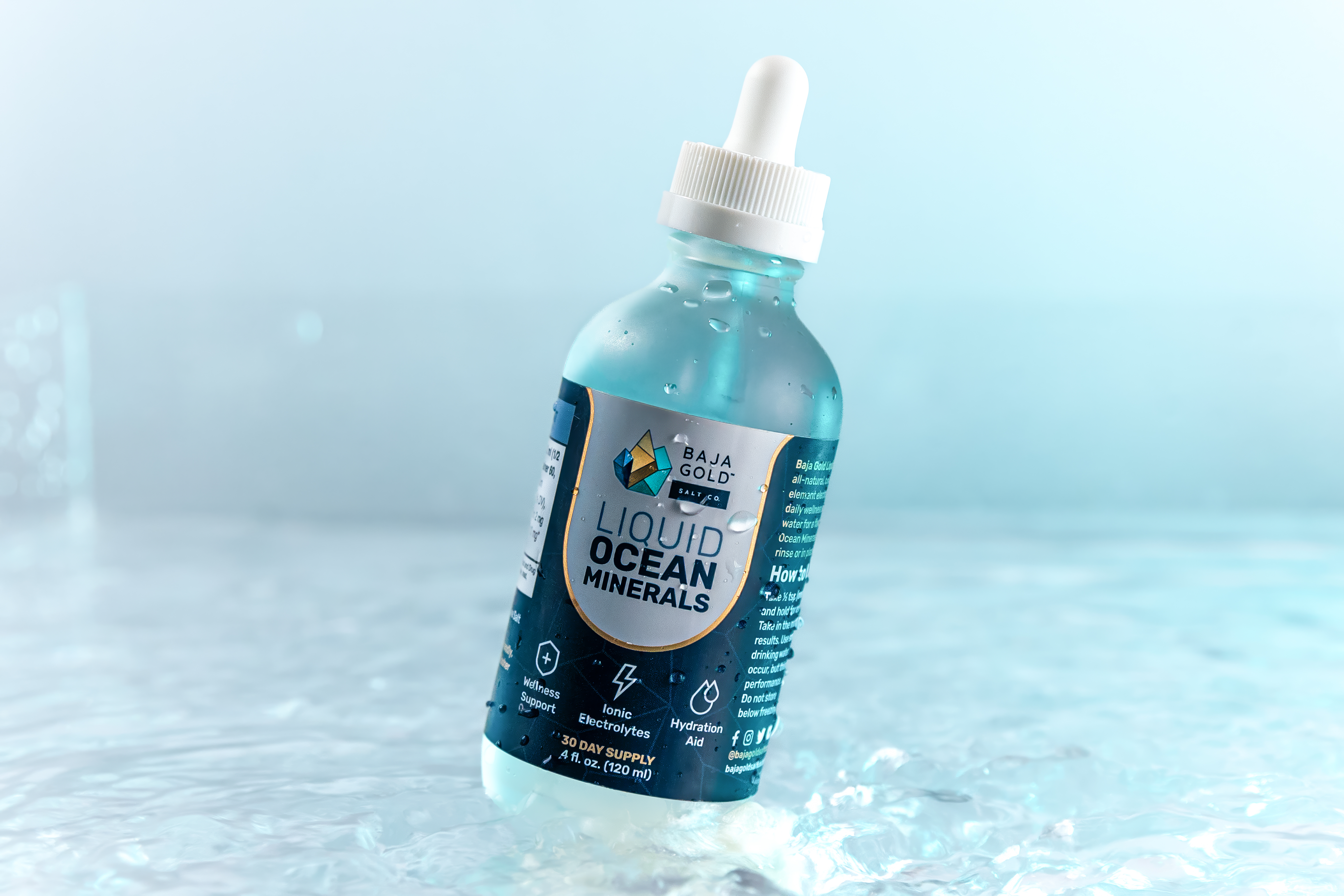 Baja Gold Salt Liquid Ocean Minerals Bottle