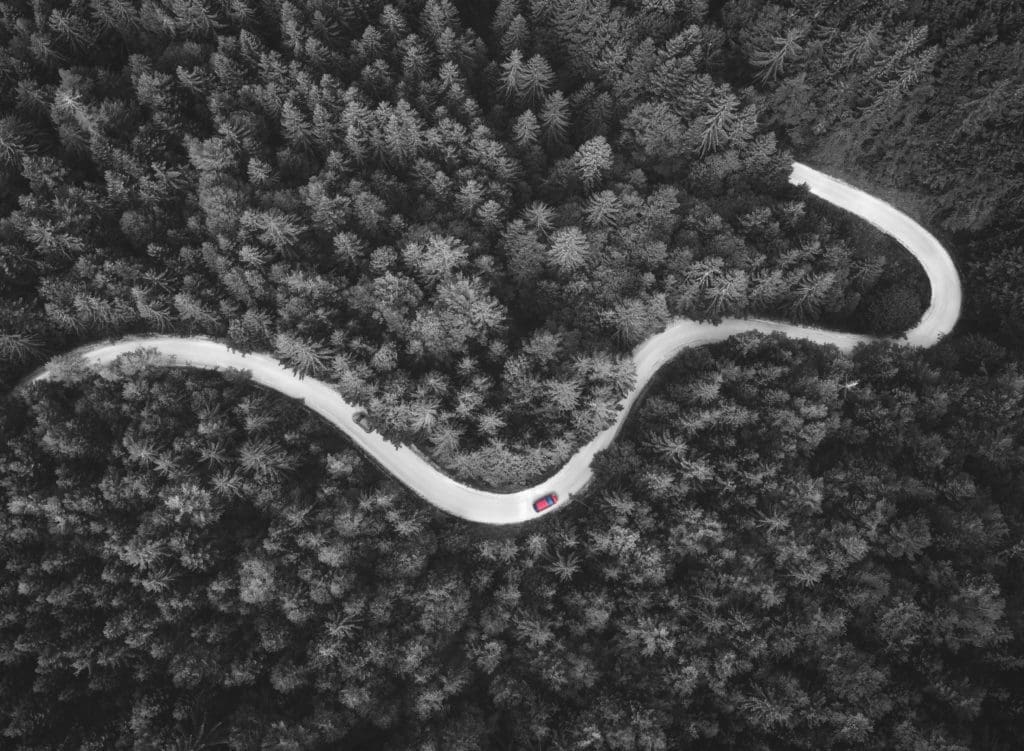 Car on windy road