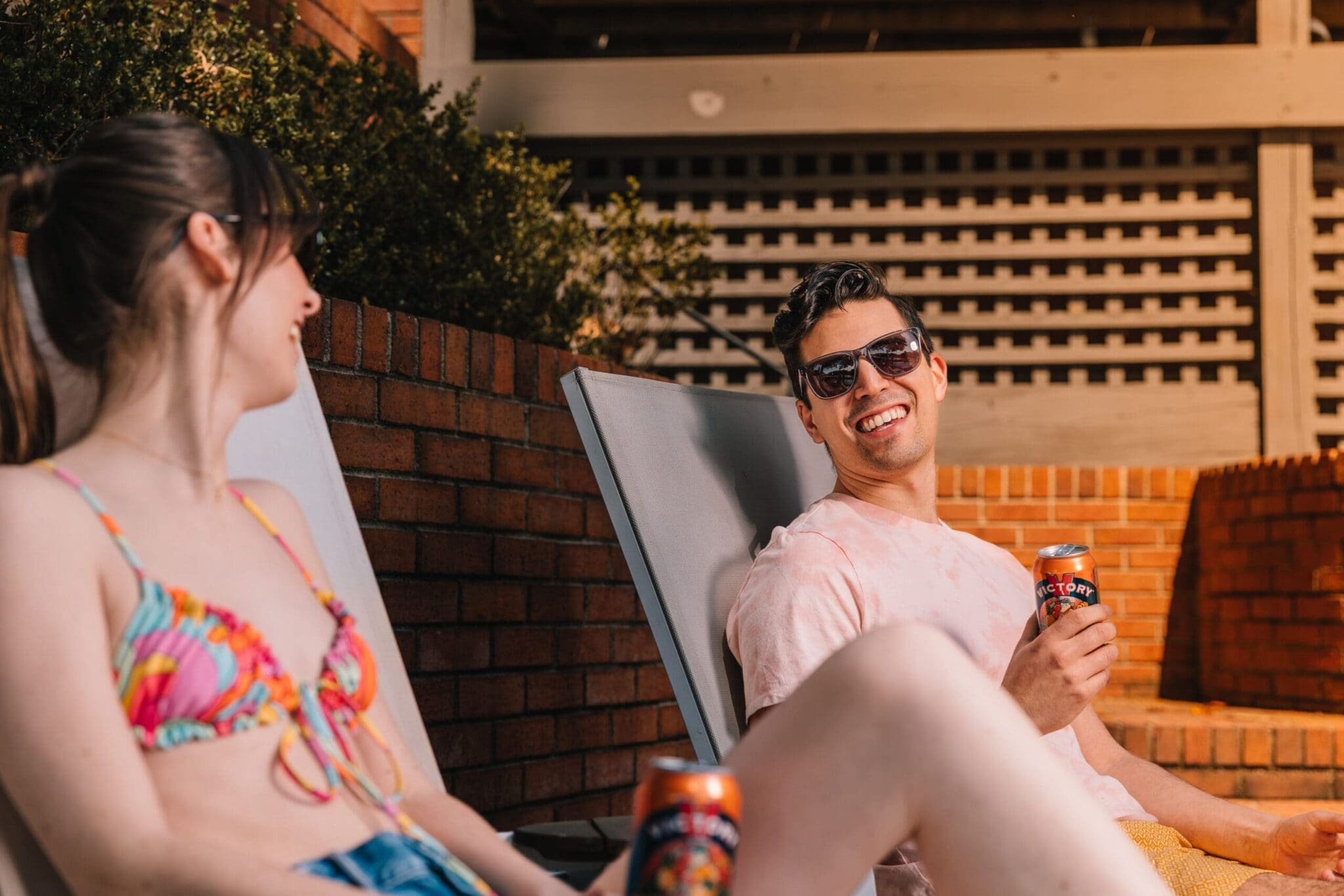 Two people enjoying Victory Beer